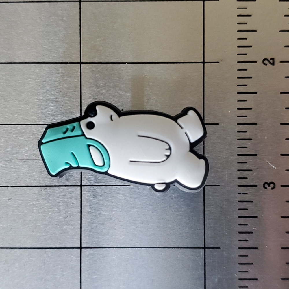 NEW! We Bare Bears Ice Bear with bag Croc Shoe Charm